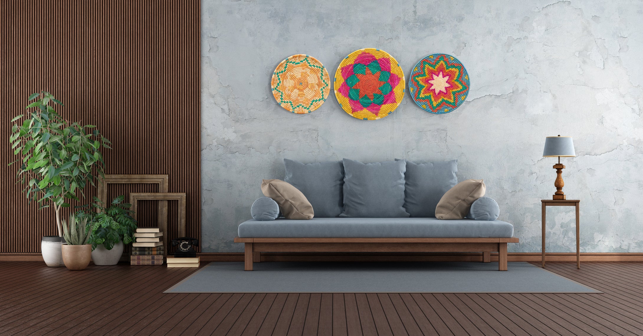 Floating Star Hand  Woven Wall Basket Set Of 3