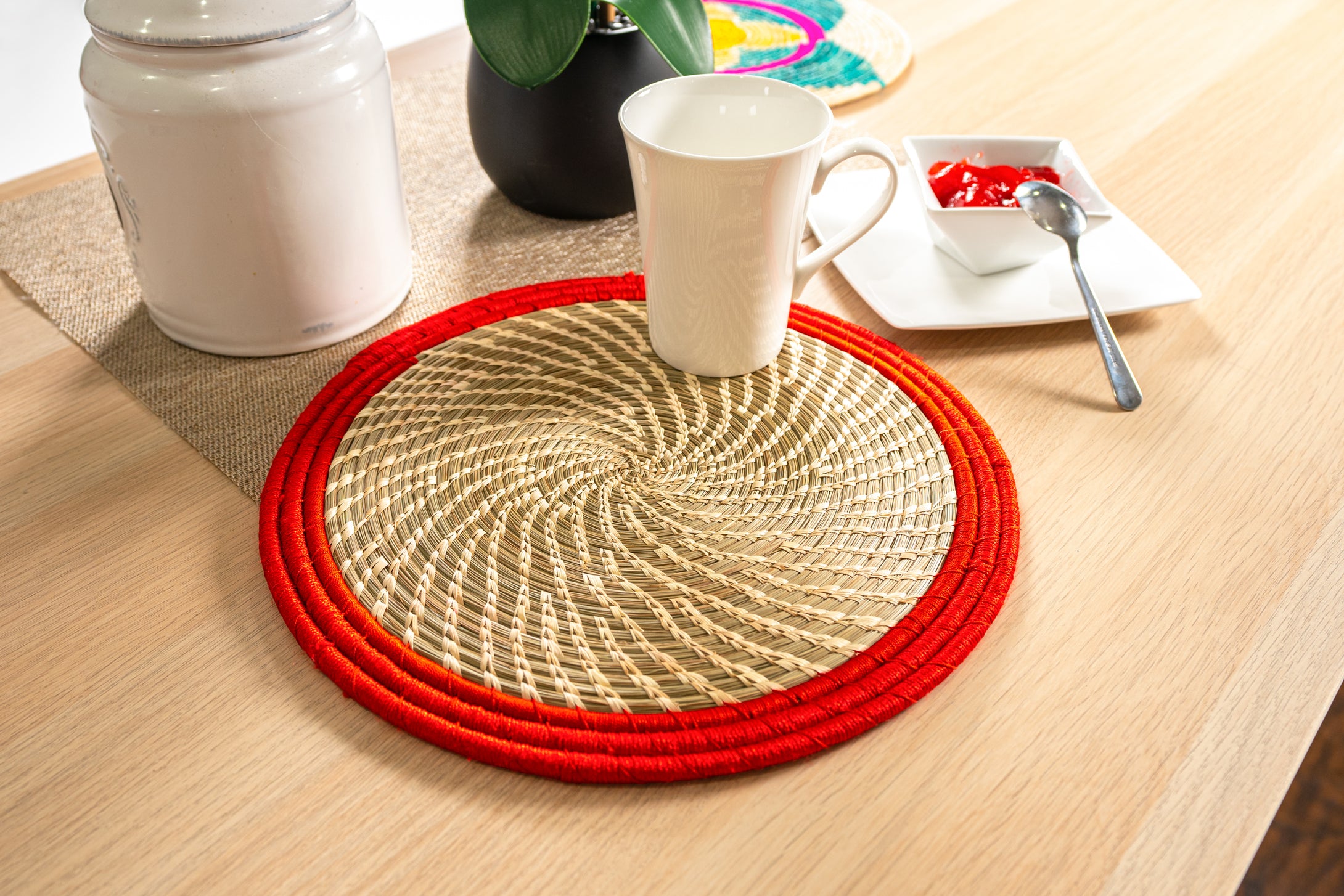 Red Spiral Handwoven Placemat