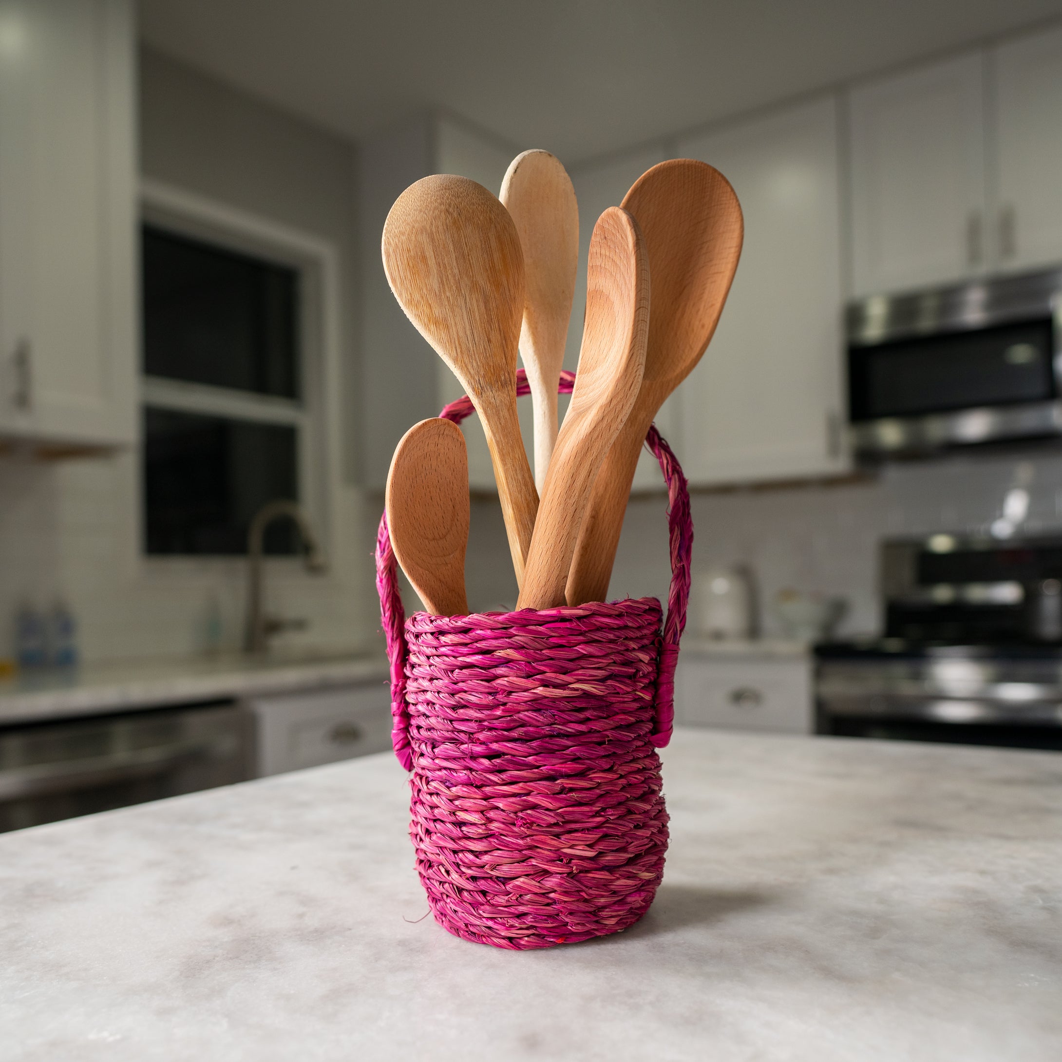 Handwoven Pink Cutlery Holder