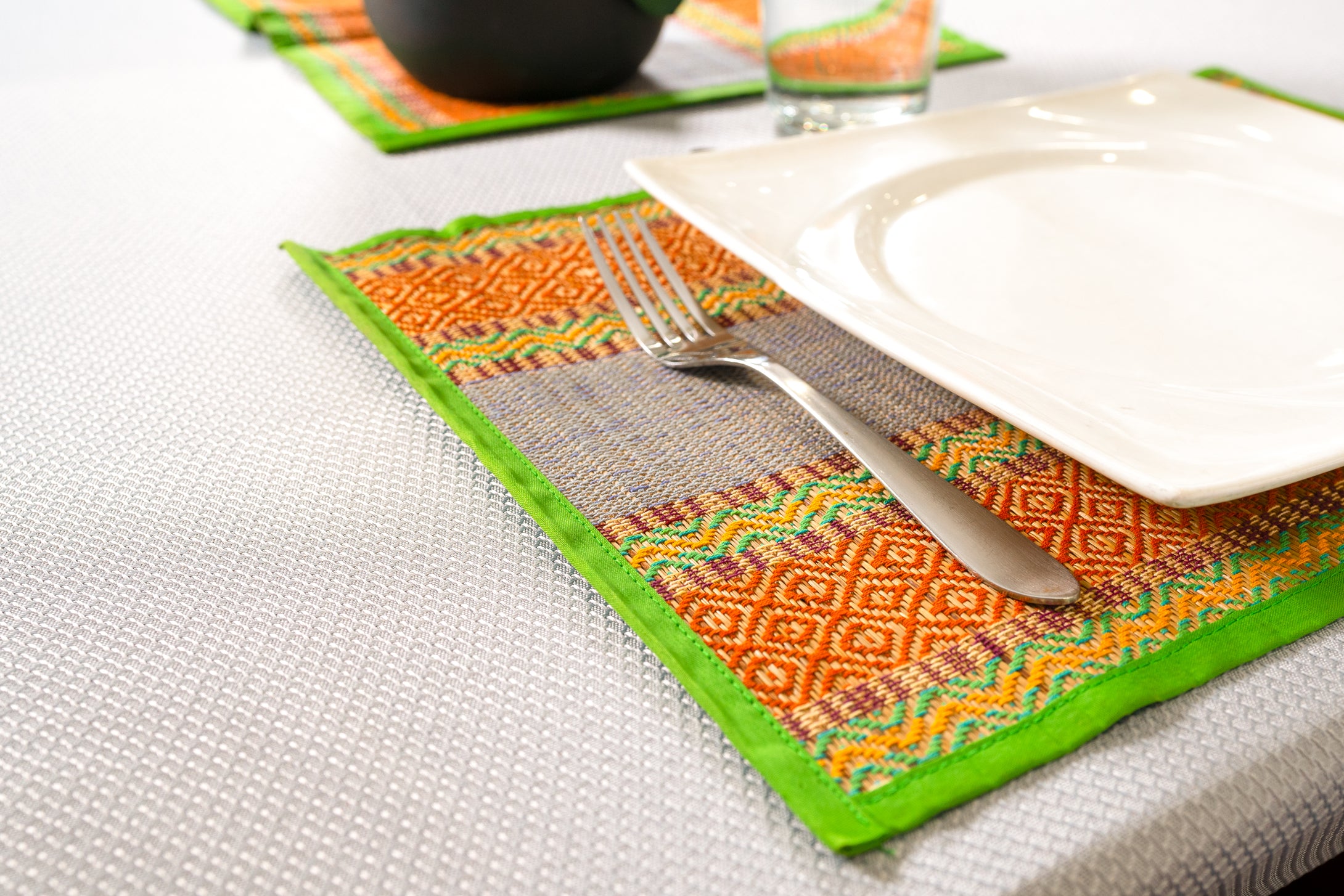 Handwoven Green & Orange Placemat